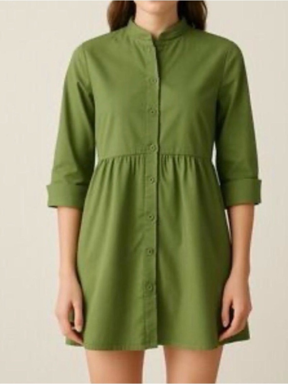 Tuckernuck Green Mock Neck Shirt Dress Small Cotton Blend
